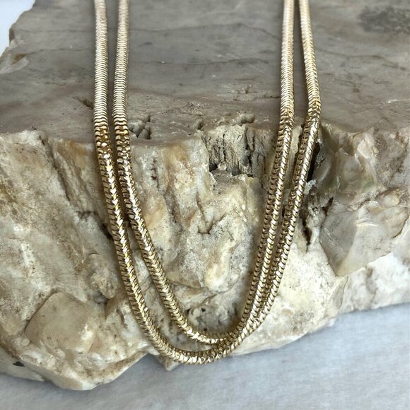 Gold Vermeil Sterling Silver 925 JCM Diamond Cut 36" Long Snake Chain Necklace - Picture 12 of 16
